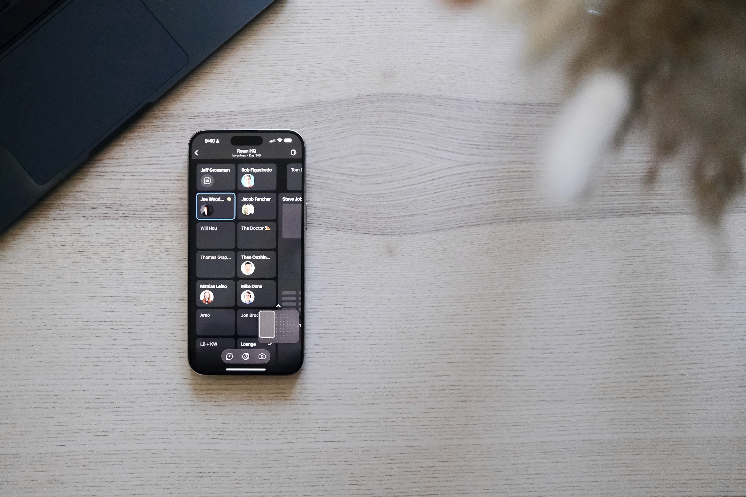 Roam group chat and collaboration interface